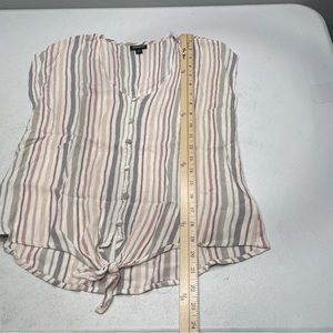 Torrid 0‎ Rayon Striped Sleeveless Button Tie Bottom Top